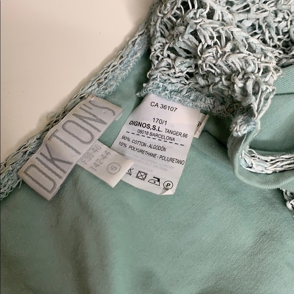 Vintage Tiffany Blue Sea-foam Green Mermaid layer Net knit weave Tank Top small - Picture 8 of 8